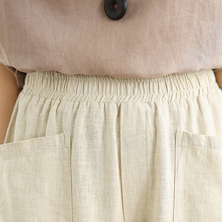 Buddha Stones Casual Daily Plain Simple Design Women's Cotton Linen Harem Pants With Pockets - image 6