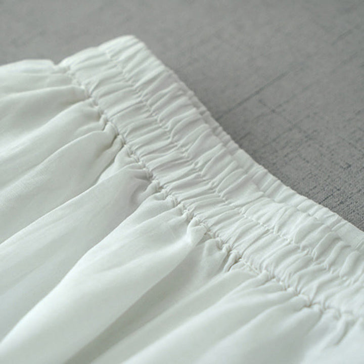 Buddha Stones Casual Plain Ramie Slit 7-8 Length Women's Wide Leg Pants With Pockets - image 13