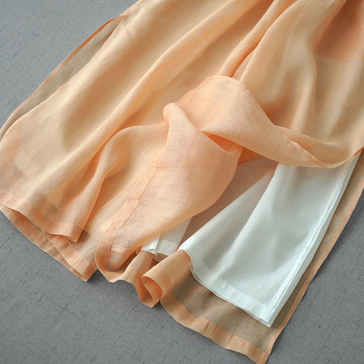 Buddha Stones Casual Plain Ramie Slit 7-8 Length Women's Wide Leg Pants With Pockets - image 10