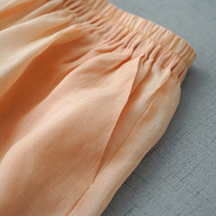 Buddha Stones Casual Plain Ramie Slit 7-8 Length Women's Wide Leg Pants With Pockets - image 7