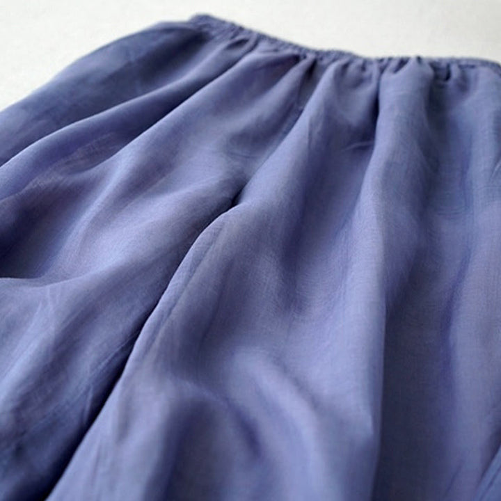 Buddha Stones Casual Plain Ramie Slit 7-8 Length Women's Wide Leg Pants With Pockets - image 2