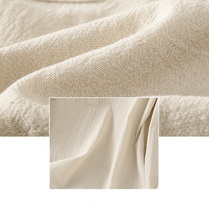 Buddha Stones Summer Casual Pure Color Half Button Simple Design Women's Cotton Linen Half Sleeve Shirt With Pocket - image 5