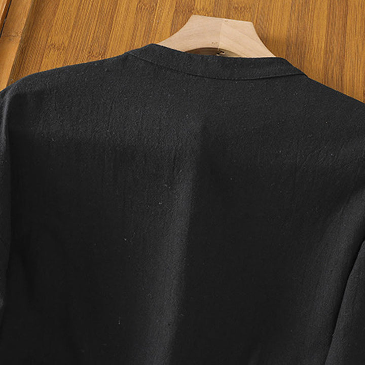 Buddha Stones Summer Casual Pure Color Half Button Simple Design Women's Cotton Linen Half Sleeve Shirt With Pocket - image 16