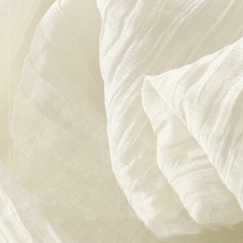 Buddha Stones Summer Casual Plain Embroidery Double Layer Short Sleeve Cotton Linen Midi Dress - image 17