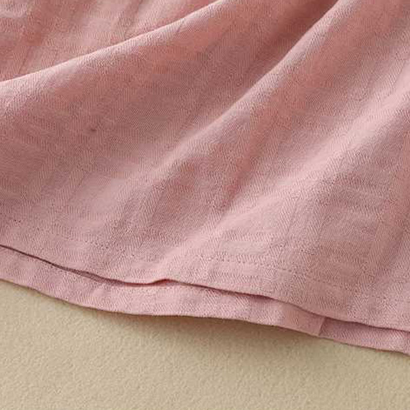 Buddha Stones Retro Solid Color Drawstring Frog-Button Design Long Sleeve Cotton Linen Midi Dress With Pockets - image 24