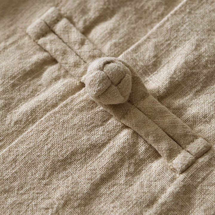 Buddha Stones Frog-Button Chinese Tang Suit Cotton Linen Men Shirt With Pockets - image 25
