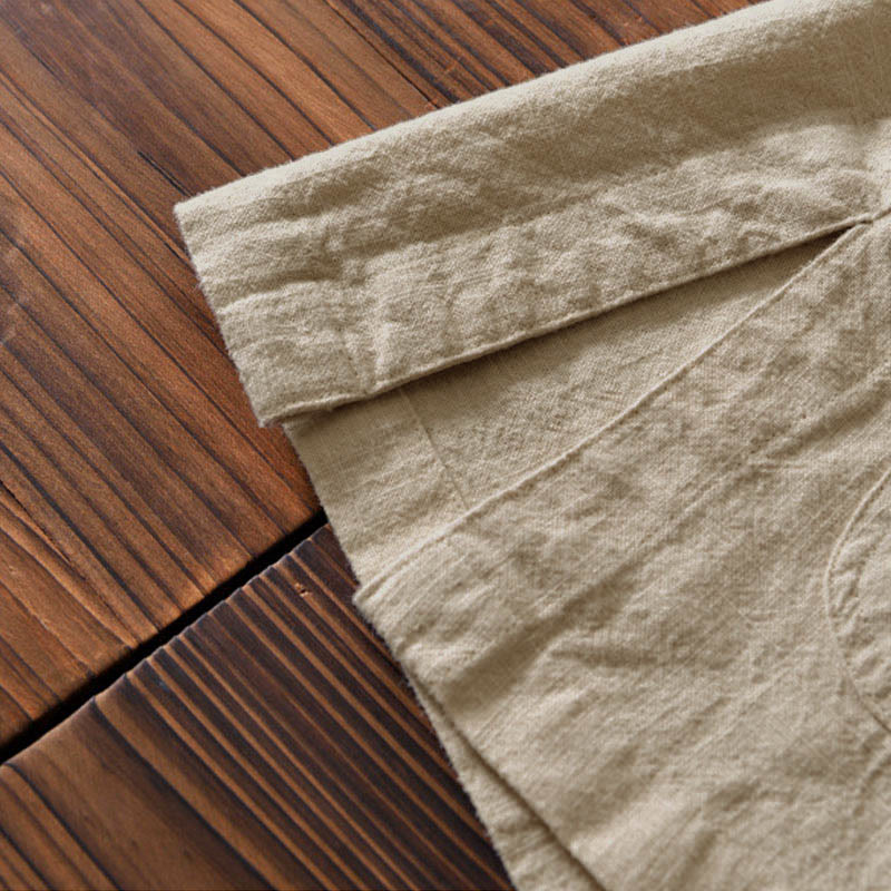 Buddha Stones Frog-Button Chinese Tang Suit Cotton Linen Men Shirt With Pockets - image 26