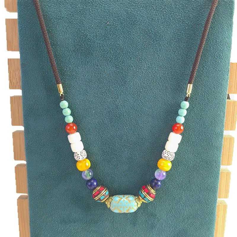 Buddha Stones Tibetan Handmade Turquoise Beads Balance Necklace Pendant - image 7