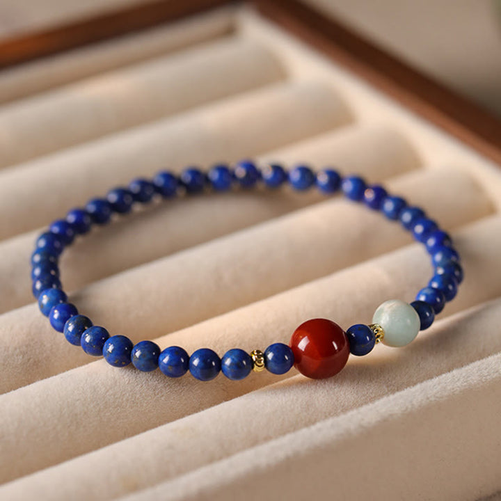 Buddha Stones Small Lazurite Lapis Lazuli Agate Ultra-thin Beads Positive Bracelet - image 2