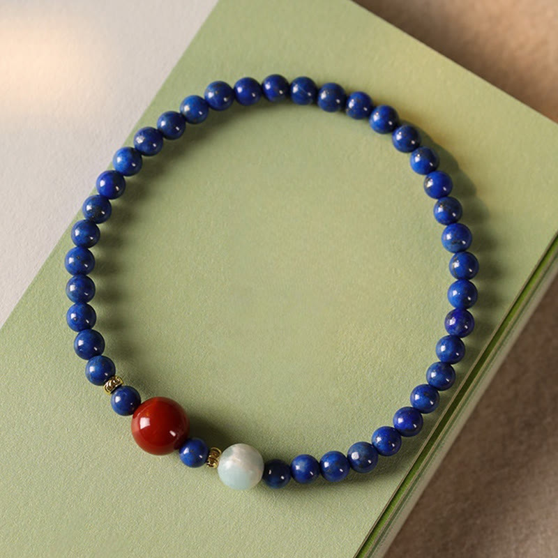 Buddha Stones Small Lazurite Agate Ultra-thin Beads Positive Bracelet