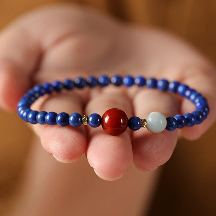 Buddha Stones Small Lazurite Agate Ultra-thin Beads Positive Bracelet