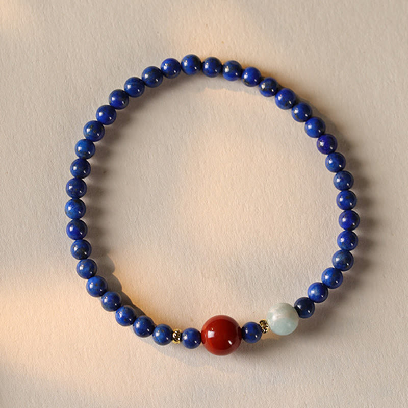Buddha Stones Small Lazurite Agate Ultra-thin Beads Positive Bracelet