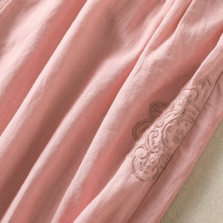 Buddha Stones Casual Embroidery Women's Cotton Linen 7-8 Length Harem Pants With Pockets - image 21