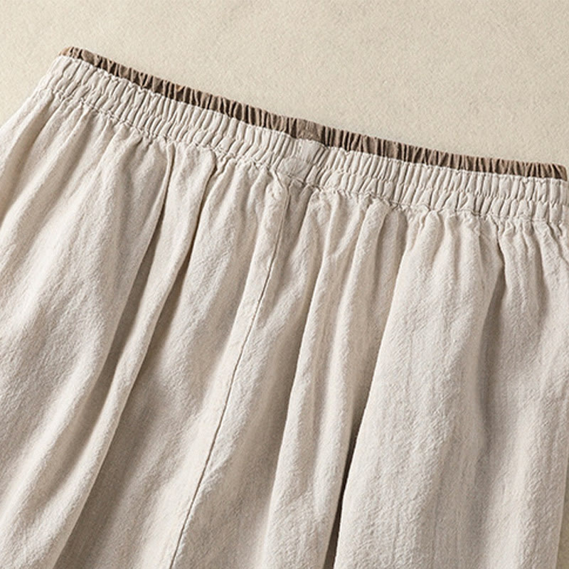 Buddha Stones Casual Embroidery Women's Cotton Linen 7-8 Length Harem Pants With Pockets - image 10