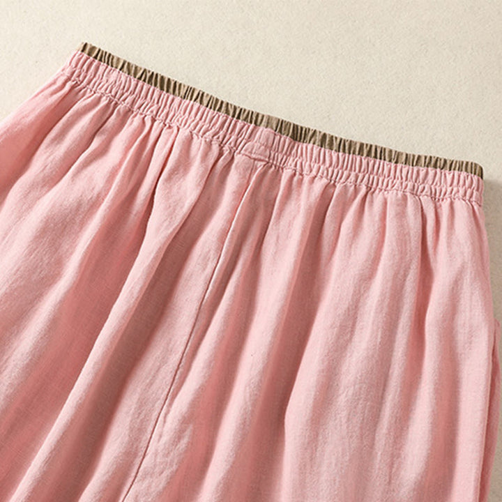 Buddha Stones Casual Embroidery Women's Cotton Linen 7-8 Length Harem Pants With Pockets - image 20