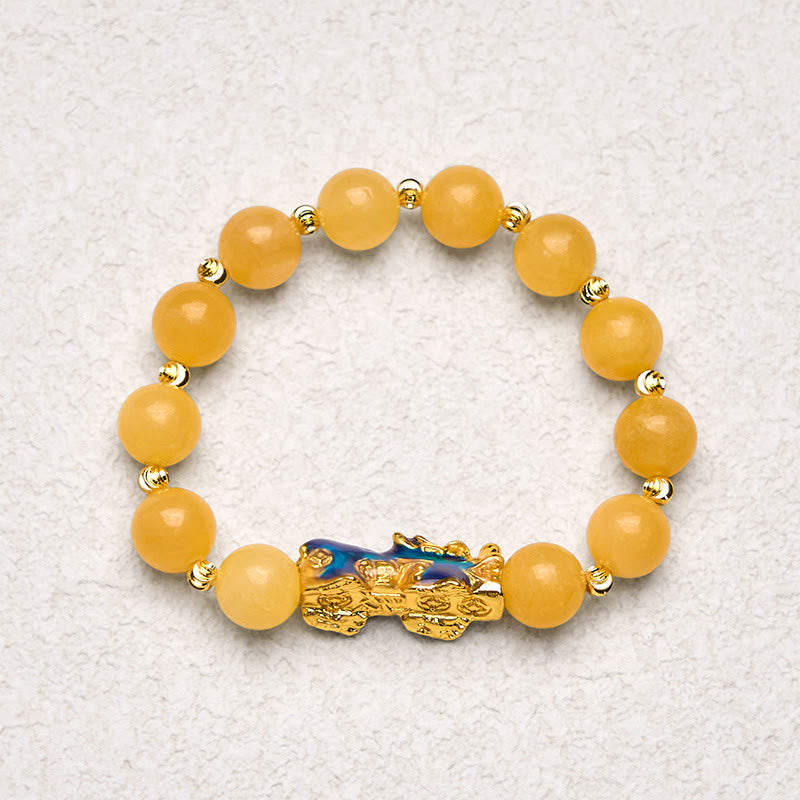 Buddha Stones Natural Topaz Color Change PiXiu Wealth Bracelet