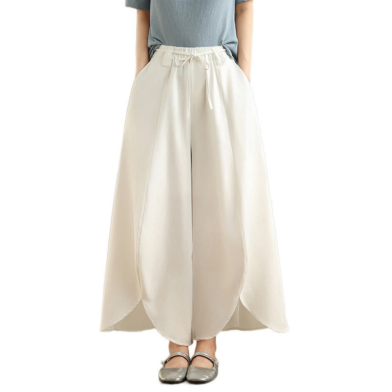 Buddha Stones Summer Vintage Lace-Up Women's Wide Leg Split Pants With Pockets - image 15