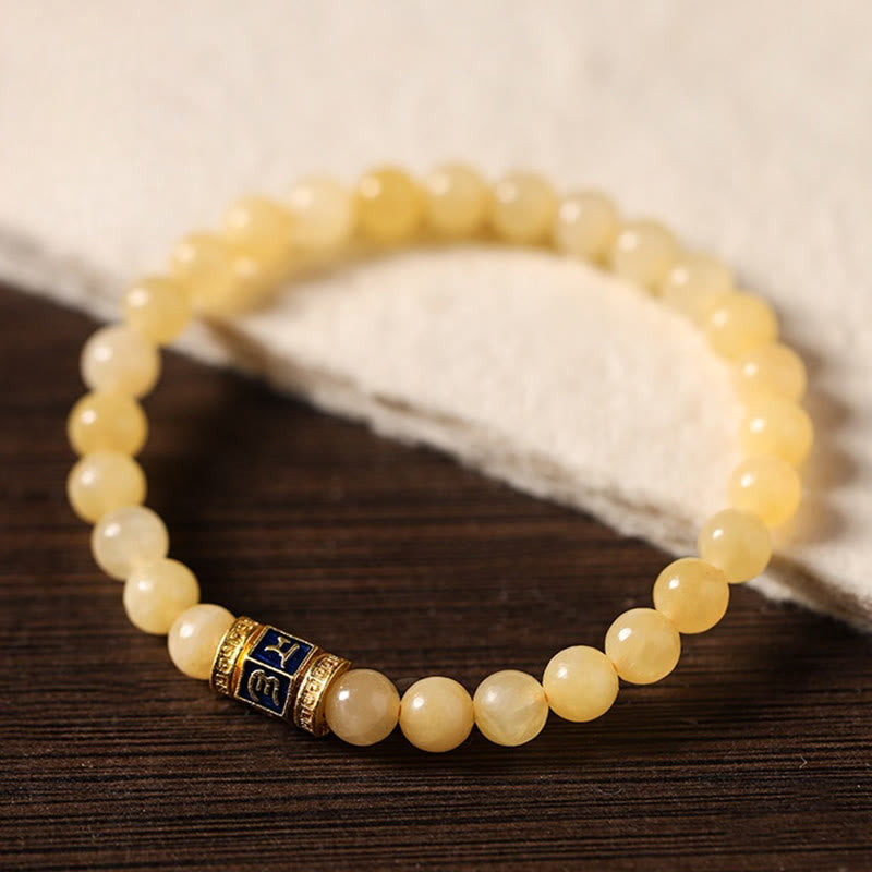 Buddha Stones Topaz Beads Om Mani Padme Hum Fortune Bracelet