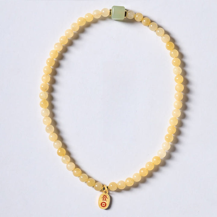 Buddha Stones Topaz Beads Jade Cube Double Circle Wealth Bracelet