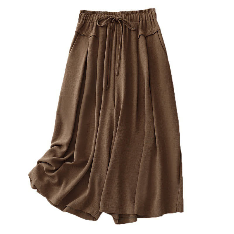 Buddha Stones Causal Ethnic Simple Drawstring Design Women's Wide Leg Cropped Pants With Pockets - image 8