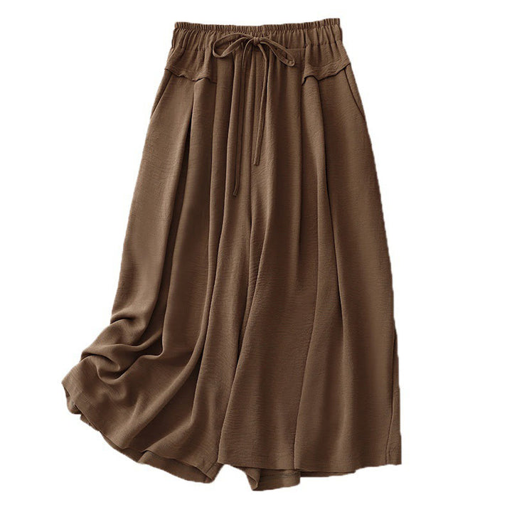 Buddha Stones Causal Ethnic Simple Drawstring Design Women's Wide Leg Cropped Pants With Pockets - image 8