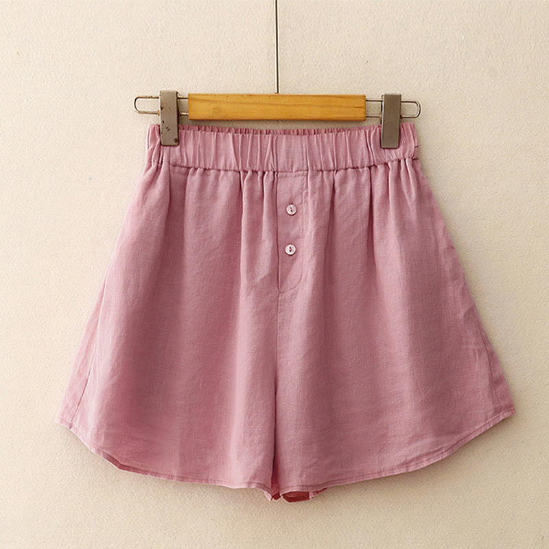 Buddha Stones Summer 2pcs Plain Long Sleeve Shirt Top Shorts Meditation Clothing Women's Set With Pockets - image 10