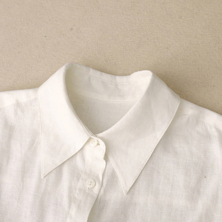 Buddha Stones Summer 2pcs Plain Long Sleeve Shirt Top Shorts Meditation Clothing Women's Set With Pockets - image 30