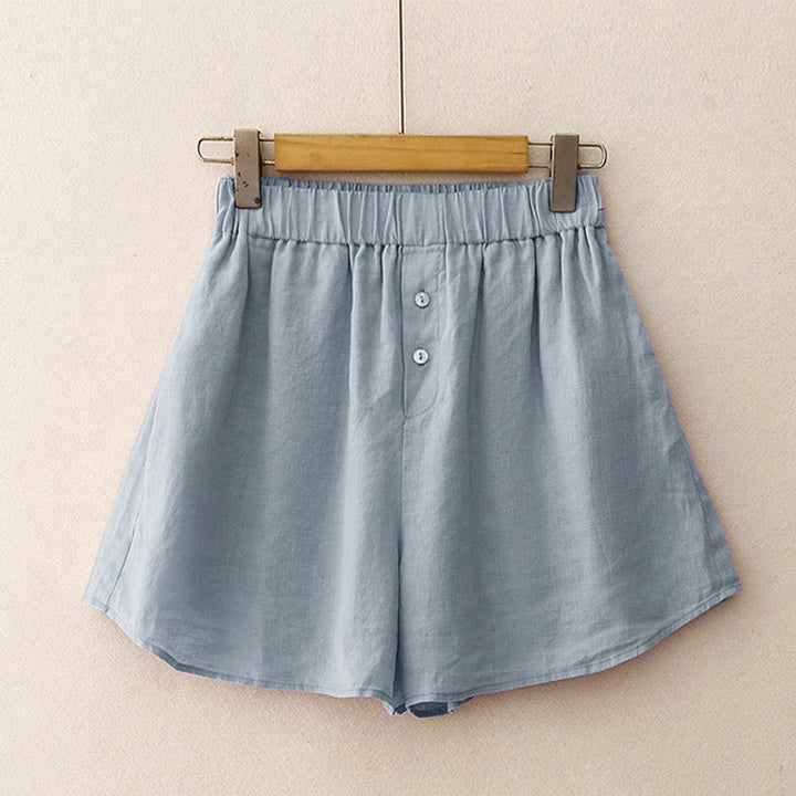 Buddha Stones Summer 2pcs Plain Long Sleeve Shirt Top Shorts Meditation Clothing Women's Set With Pockets - image 24