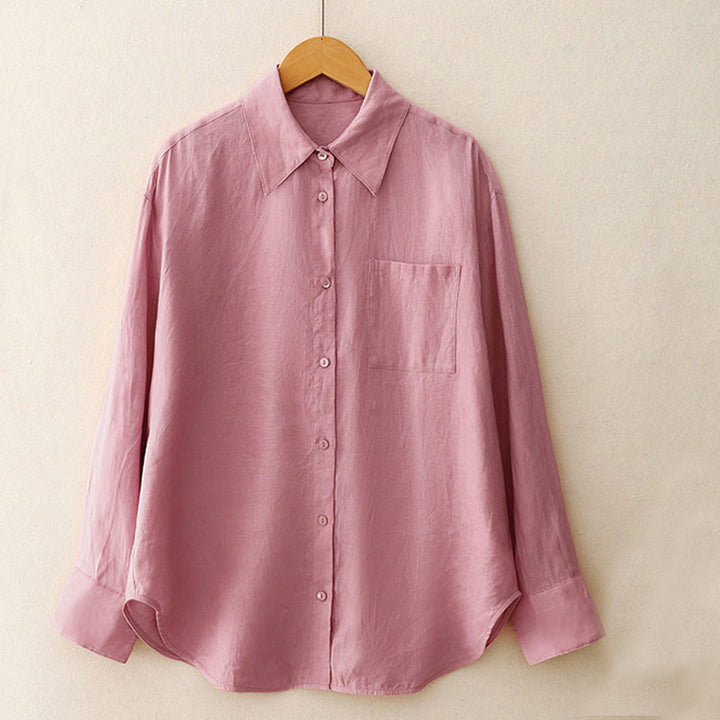 Buddha Stones Summer 2pcs Plain Long Sleeve Shirt Top Shorts Meditation Clothing Women's Set With Pockets - image 3