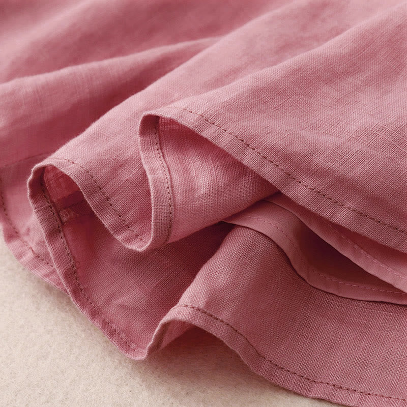 Buddha Stones Summer 2pcs Plain Long Sleeve Shirt Top Shorts Meditation Clothing Women's Set With Pockets - image 15