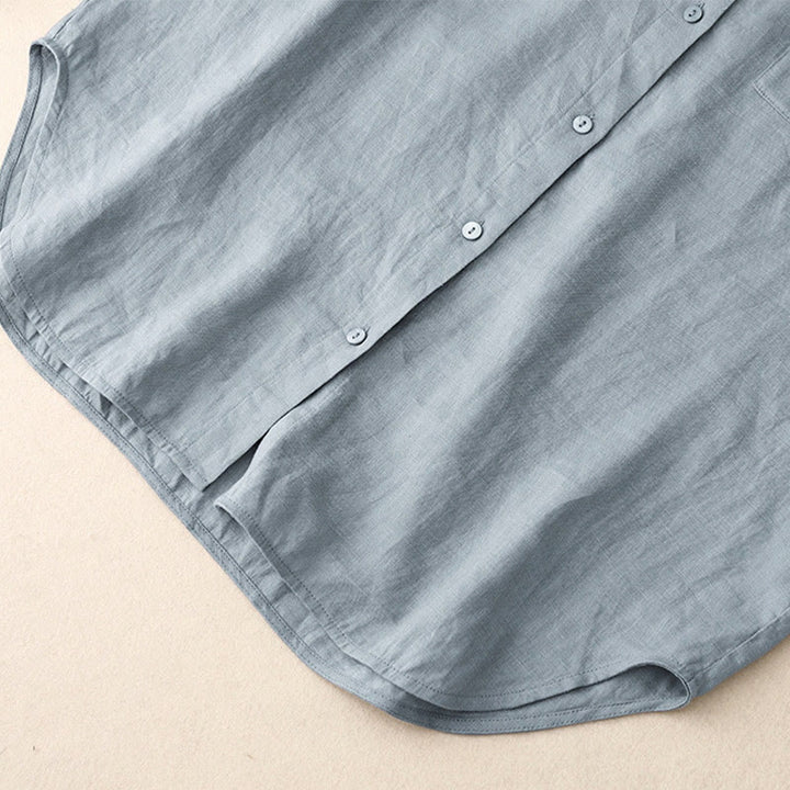 Buddha Stones Summer 2pcs Plain Long Sleeve Shirt Top Shorts Meditation Clothing Women's Set With Pockets - image 23