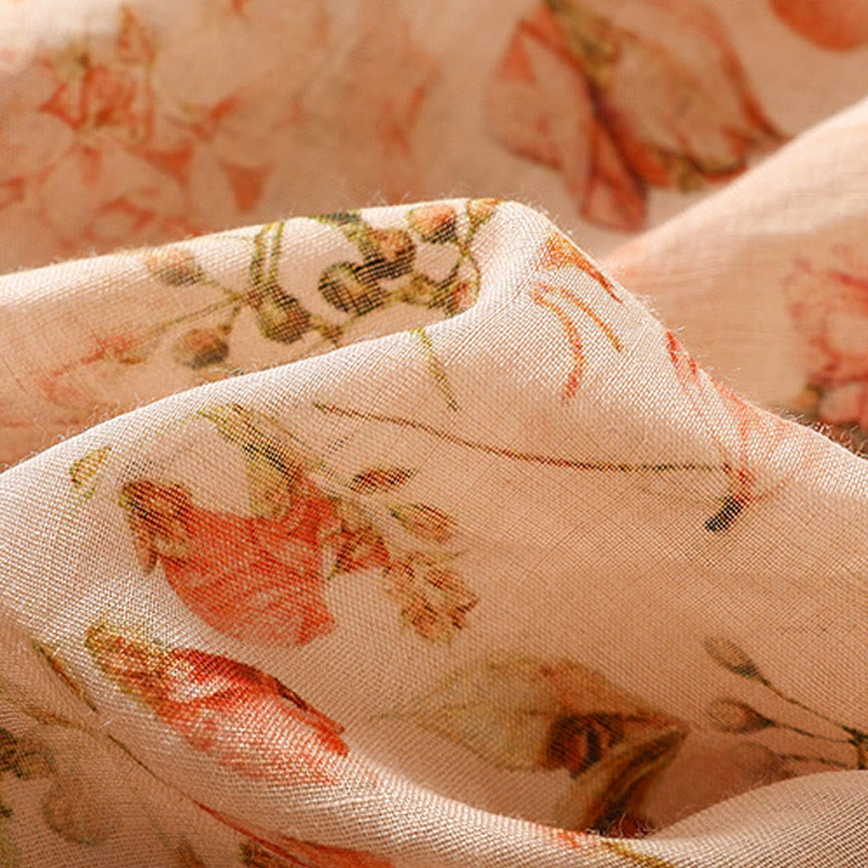 Buddha Stones Summer Casual Printing Frog-Button Design Women's Cotton Linen Long Sleeve Shirt - image 8