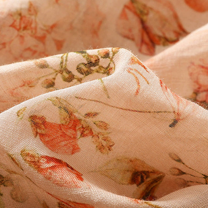 Buddha Stones Summer Casual Printing Frog-Button Design Women's Cotton Linen Long Sleeve Shirt - image 8