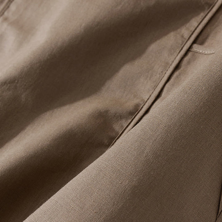 Buddha Stones Summer Retro Solid Color Button Design Short Sleeve Cotton Midi Dress With Pockets - image 13