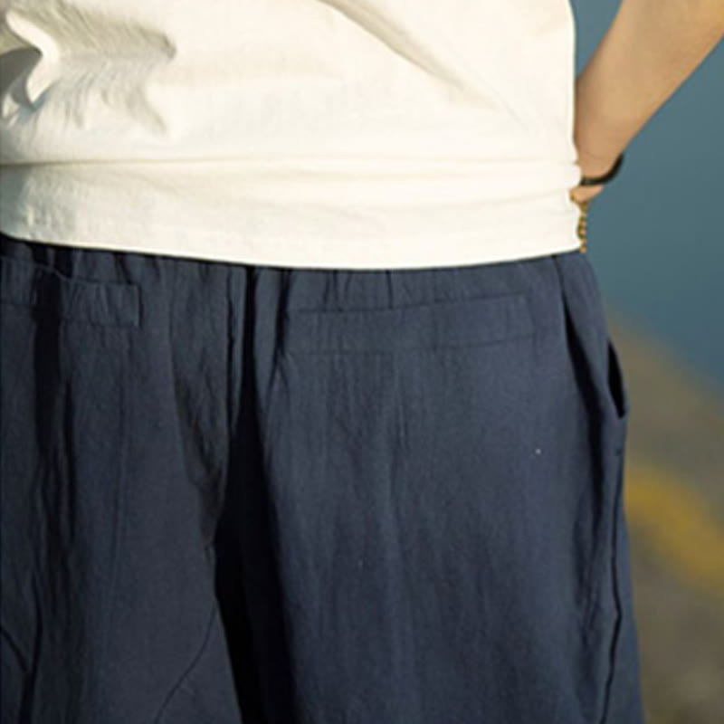 Buddha Stones Summer Plain Pleat Design Drawstring Men's 7-8 Length Pants With Pockets - image 16