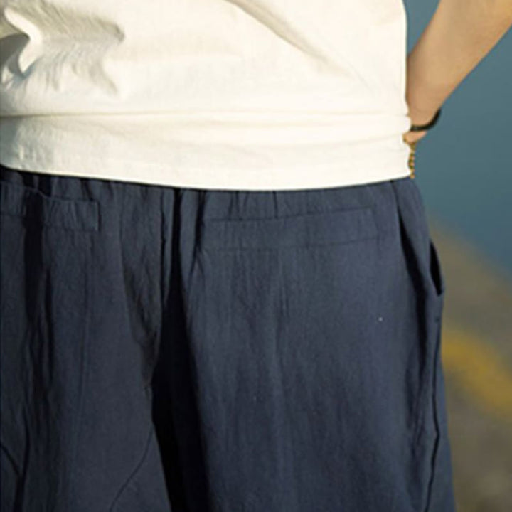 Buddha Stones Summer Plain Pleat Design Drawstring Men's 7-8 Length Pants With Pockets - image 16
