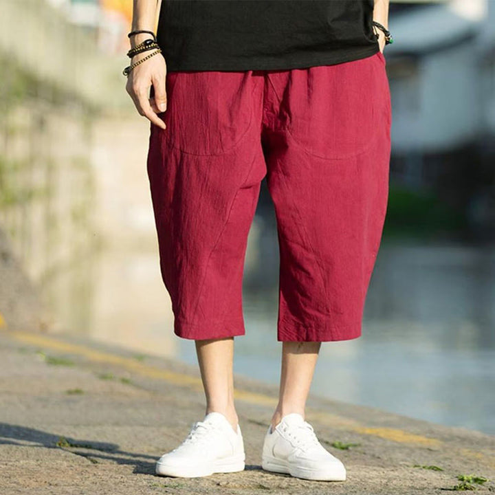 Buddha Stones Summer Plain Pleat Design Drawstring Men's 7-8 Length Pants With Pockets - image 22