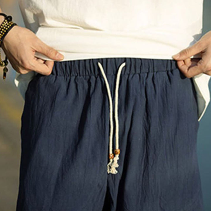 Buddha Stones Summer Plain Pleat Design Drawstring Men's 7-8 Length Pants With Pockets - image 15