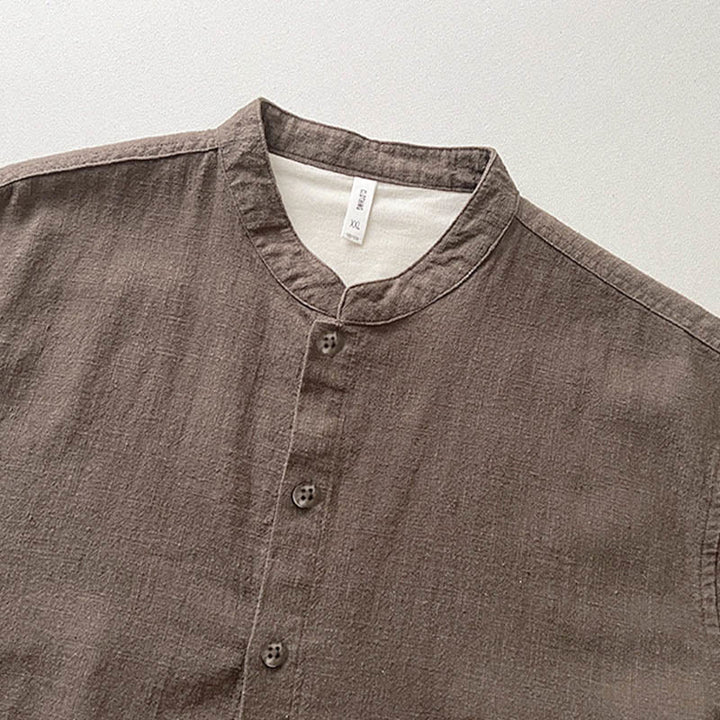 Buddha Stones Casual Solid Color Ramie Linen Cotton Men's Shirt With Pockets