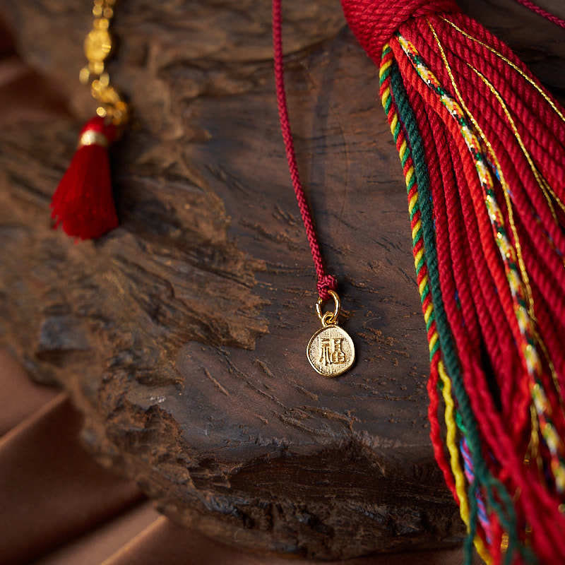 Buddha Stones 18 Beads Copper Coins Tibet Tassel Red Agate Calm Wrist Mala - image 6