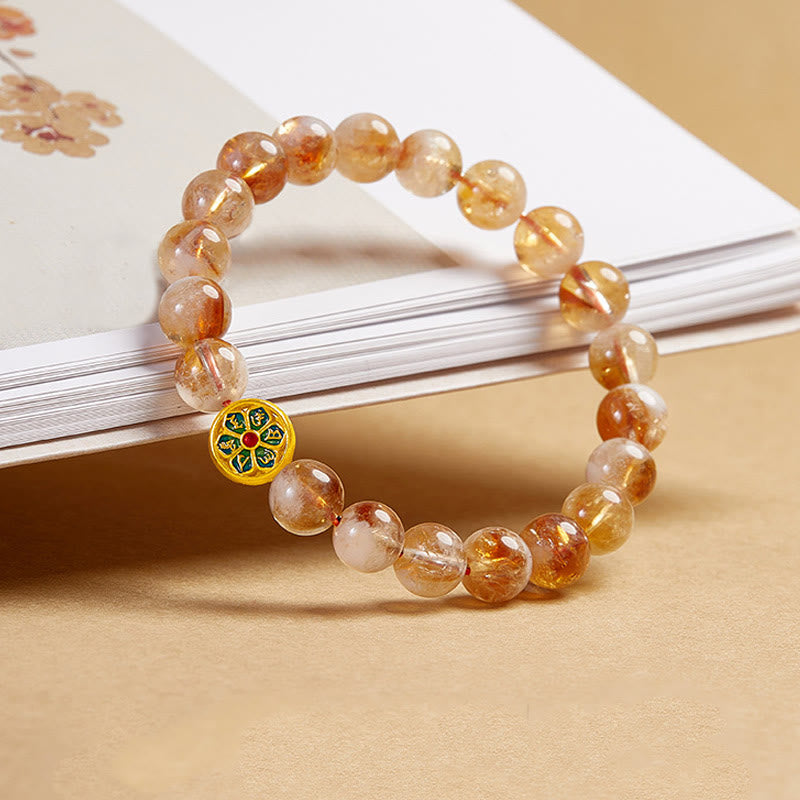 Buddha Stones 999 Sterling Silver Om Mani Padme Hum Citrine Protection Bracelet - image 1