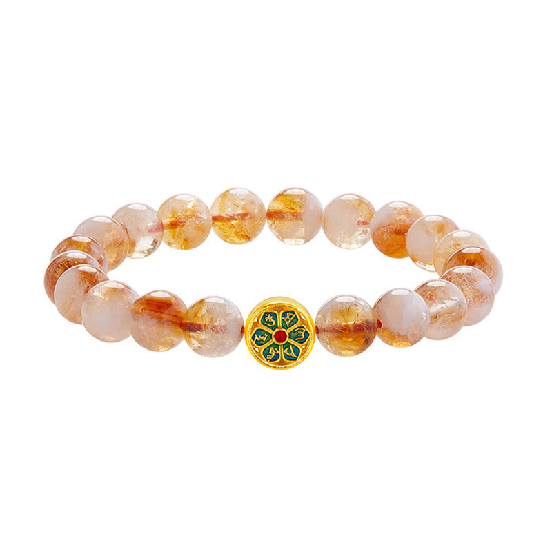 Buddha Stones 999 Sterling Silver Om Mani Padme Hum Citrine Protection Bracelet - image 5