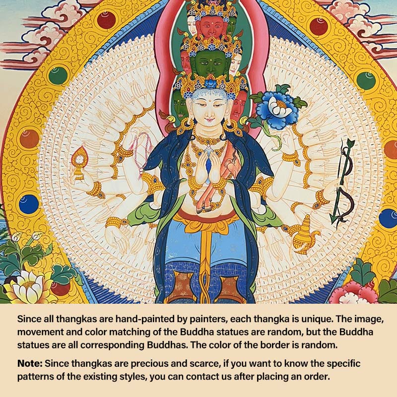 Buddha Stones Tibetan Thangka Painting Yellow God of Wealth Green Tara Avalokitesvara Handmade Decoration Blind Box(Random Style)