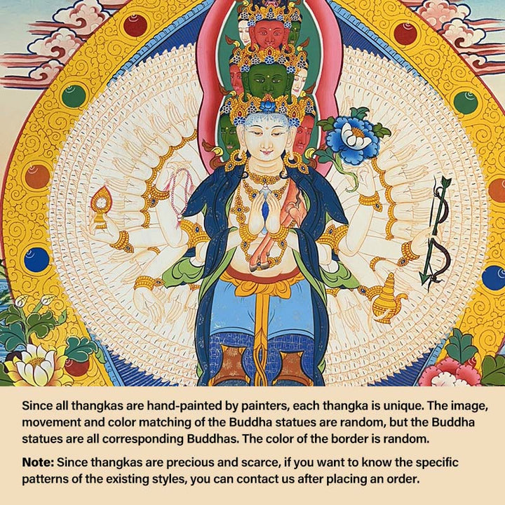 Buddha Stones Tibetan Thangka Painting Yellow God of Wealth Green Tara Avalokitesvara Handmade Decoration Blind Box(Random Style)