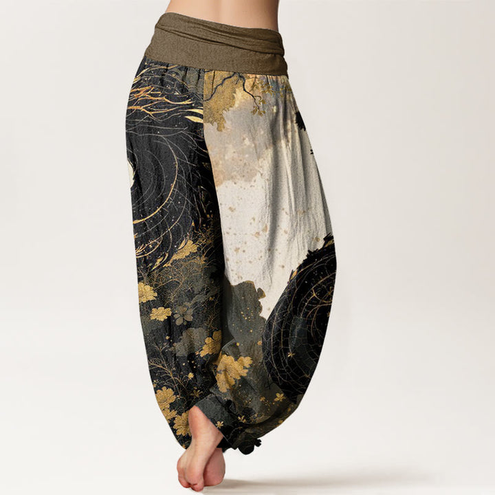 Buddha Stones Cotton Casual Dragon Ancient Tree Pattern Women's Elastic Waist Harem Pants - image 2
