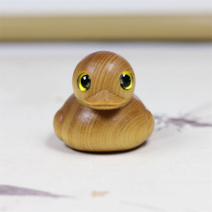 Buddha Stones Mini Thuja Sutchuenensis Wood Cute Duck Statue Prosperity Decoration