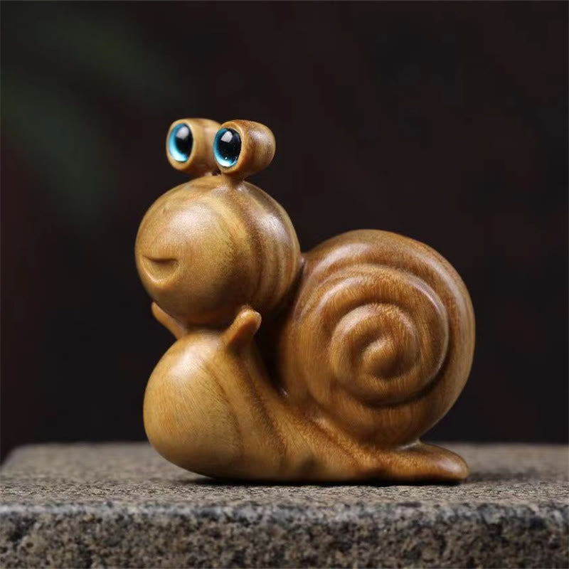 Buddha Stones Mini Green Sandalwood Snail Carved Cure Desk Decoration - 2.36 in (6 cm) - image 0