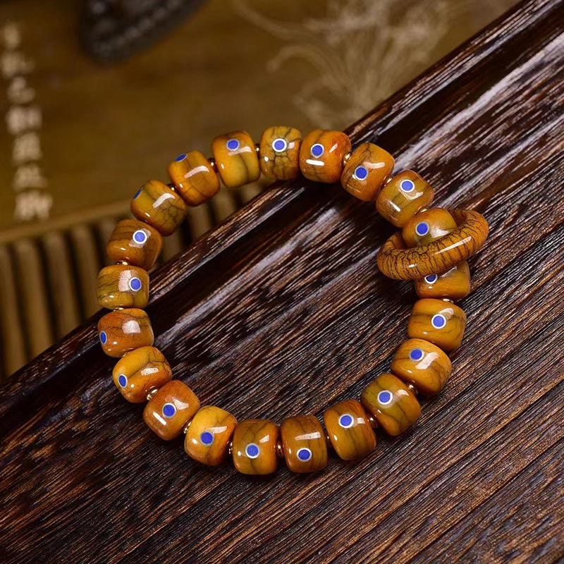 Buddha Stones Vintage Tibetan Bone Beads Lazurite Lapis Lazuli Balance Braided Rope Bracelet - Bead Size: 0.47*0.35 in(1.2*0.9 cm) - image 0