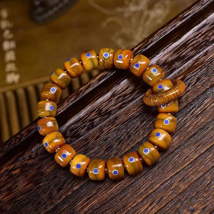 Buddha Stones Vintage Tibetan Bone Beads Lazurite Lapis Lazuli Balance Braided Rope Bracelet - Bead Size: 0.47*0.35 in(1.2*0.9 cm) - image 0