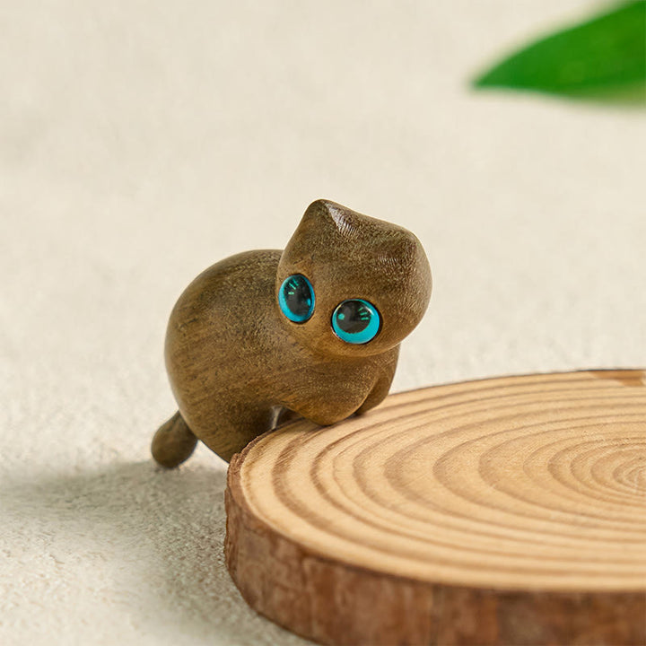 Buddha Stones Mini Cute Stretching Cat Carved Soothing Desk Decoration - image 4